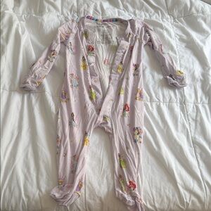 Pink Princess Print Kids One-Piece Footed Pajamas Magnetic Me